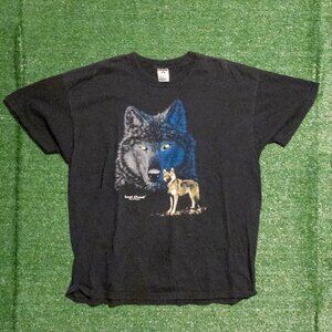 VINTAGE LOST CREEK OUTFITTERS MENS T SHIRT BLACK SHORT SLEEVE WOLF WOLVES SZ XXL